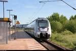 Nachschuss auf 1442 305 (Bombardier Talent 2) der S-Bahn Mitteldeutschland (MDSB II | DB Regio Südost) als verspätete S 37255 (S2) von Lutherstadt Wittenberg Hbf nach Leipzig-Stötteritz bzw. verspäteter RE14 von Falkenberg(Elster) nach Leipzig-Stötteritz, vorher als RB 16136 (RB51) von Falkenberg(Elster) nach Lutherstadt Wittenberg Hbf, die den Hp Leipzig Messe auf der Bahnstrecke Trebnitz–Leipzig (KBS 251) verlässt. [5.5.2018 | 17:16 Uhr]