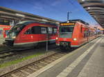VT 642 507 mit RB 64 nach Pirmasens Hbf steht neben ET 425 761-4 mit S1 nach Mosbach-Neckarelz in Kaiserslautern Hbf, 21.11.2020.