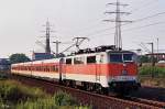 Die  Einser-Lok  soll hier nicht fehlen: S 3 mit 111 111 in Mlheim (Ruhr) West (15. August 1989)