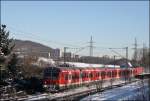 Ein S-Bahnzug der Linie S5 von Hagen nach Dortmund ist bei Wetter(Ruhr) unterwegs. (06.01.2009)