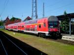 Doppelstock-Steuerwagen (1. Gattung) als S1 nach Rostock Hauptbahnhof am S-Bahnhof Rostock Warnemnde.(3.6.2013)