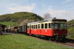 Der IBS Schlepptriebwagen VT 30 nach seiner Ankunft in Engeln. - Brohltalbahn 03.05.2008 - Weitere Fotos siehe unter http://schmalspuralbum.de/