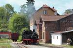 99 608 auf den Bahnhofsanlagen von Ochsenhausen.