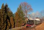 Glühweinfahrten 2013, gleich hinter dem Oschatzer Hauptbahnhof geht es auf der Bergfahrt erstmal abwärts, 30.12.2013