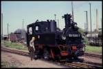 Durchsicht der 991568 nach abgeschlossener Zugleistung am 3.5.1990 im Bahnhof Oschatz.