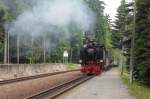 Personenzug SDG 1001 fhrt aus Cranzahl kommend in den Neudorfer Haltepunkt Vierenstrasse ein.