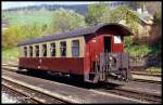 Schmalspur Salon Wagen der Fichtelbergbahn am 7.6.1991 im Bahnhof Oberwiesenthal.