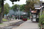 Die zwei Mallet 99 5901 und 02 erreichen mit ihrem Traditionszug P8992 (Brocken - Wernigerode) den Bahnhof Wernigerode Westerntor.