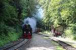 99 7241 erreicht mit dem 14-Uhr-Zug P8937 den Bahnhof Steinerne Renne.