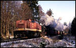 Mit Vorspann Lok 199871 ist hier am 10.12.1991 um 11.37 Uhr 997245 mit dem P 14441 aus Wernigerode kurz vor Drei Annen Hohne unterwegs.