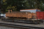 Eigenbauerdmassentransporter der HSB in Drei Annen Hohne.(Container auf Rollwagen)  16.10.2018 12:28 Uhr.