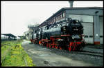 Dampflok 99222 der HSB stand am 24.4.2005 außerhalb des Lokschuppen im BW Wernigerode.