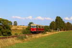 Triebwagen 187 013  als P 8973 (Quedlinburg-Hasselfelde)am Abend des 31.08.2019 auf der Hochebene, kurz vor Stiege. (Bild 1)