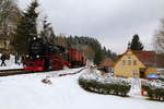 99 7232 mit IG HSB-Sonder-PmG (Wernigerode-Hasselfelde) am Vormittag des 25.02.2017 im Haltepunkt Sorge.