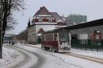 Vom Bahnhofsvorplatz rollt 187 018-7 ber die Verbingsstrecke zurck in den Bahnhof Nordhausen Nord.