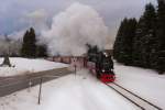 99 7241 der HSB mit Zug 8931 von Wernigerode auf den Brocken.