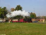 Am 15.10.2005 fuhr 99 6001 mit dem Zug Nummer 8963 bei  herrlicher Herbstsonne aus Gernrode in Richtung Alexisbad aus.