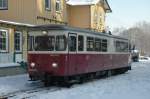 Triebwagen VT 187 011-2 im Bahnhof Hasselfelde. 13.02.06