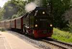 99 7240 mit Planzug P8930 vom Brocken am 09.06.2012 in Hhe der Wernigeroder Strae  An der Malzmhle , kurz vor Erreichen des Bahnhofes Wernigerode-Westerntor.