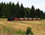 HSB 99 7245-6 mit Zug 8903 Wernigerode - Eisfelder Talmhle, Harzer Schmalspurbahnen, Harzquer- und Brockenbahn 1000 mm, fotografiert zwischen Elend und Sorge am 04.08.2012 