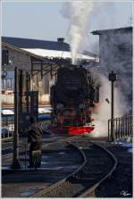 HSB Dampflok 99 236 fhrt zum Wasssernehmen im BW Wernigerode.