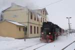 Bahnhof Stiege am Vormittag des 26.01.2013.