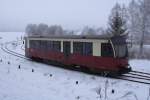 Soeben hat am Vormittag des 26.01.2013 Triebwagen 187 015 den Bahnhof Stiege in Richtung Hasselfelde verlassen.