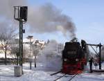 99 7245 am 26.01.2013 beim Wasserfassen im Bahnhof Drei Annen Hohne.