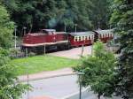 Ausfahrt 199 874-9  mit HSB N 89402 von Nordhausen aus dem Bahnhof Alexisbad in Richtung Gernrode.   