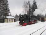 HSB 99 7247-2 setzt nach der Ankunft mit der HSB 8929 (Brocken - Nordhausen Nord) am 29.03.2013 in Drei Annen Hohne um.