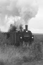 Fotosonderfahrt des Freundeskreises Selketalbahn am 21.09.2013.
Sonderzug mit 99 5906 zwischen Hasselfelde und Stiege