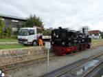 Bekohlung der Lok 99 5906 in Benneckenstein am 21.09.2013, bevor sie mit dem Sonderzug nach Elend weiterfuhr.