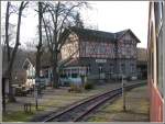 Einsam und verlassen whrend der Wintermonate zeigt sich der Bahnhof Mgdesprung im Selketal. (14.12.2006)