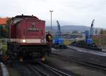 199 861 am Morgen des 17.10.2014 auf Rangierfahrt am Bahnhof Wernigerode.