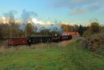 Durchfahrt von 99 5906 mit IG HSB-Sonderzug durch die Stieger Wendeschleife am 17.10.2014.