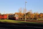 Einfahrt von Triebwagen 187 018, als P 8951 aus Quedlinburg kommend und mit Fahrziel Nordhausen Nord, am 19.10.2014 in den Bahnhof Gernrode.