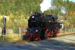 99 6001 am 19.10.2014 beim Rangieren im Haltepunkt Silberhütte (Anhalt).