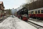 99 6001 kam als HSB 8963 aus Quedlinburg im Bahnhof Alexisbad am 31.