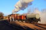 99 6101 am Morgen des 14.02.2015 auf Rangierfahrt im Bahnhof Gernrode.