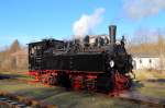 99 5901 am 14.02.2015 beim Umsetzen im Bahnhof Harzgerode.