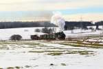 Scheinanfahrt von 99 5901 und 99 6101 mit IG HSB-Sonder-PmG am 14.02.2015 auf der Steigungsstrecke zwischen Stiege und Hasselfelde. (Bild 2)