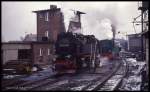 997234 und Traditionslok 11 am 19.2.1994 morgens im BW Wernigerode.