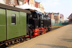 Gerade ist 99 6001 am Mittag des 15.02.2015 mit ihrem IG HSB-Sonderzug im Bahnhof Nordhausen-Nord, dem Ziel der heutigen Fahrt, eingelaufen.