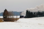Scheinanfahrt von 99 6001 mit IG HSB-Sonderzug am Nachmittag des 15.02.2015 zwischen Eisfelder Talmühle und Benneckenstein, hier kurz vor dem Bahnhof Benneckenstein.