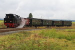 Während im Bahnhof Stiege zwei Plantriebwagen rangieren, bleibt auch dem Lokführer von 99 6001, welche hier mit einem IG HSB-Sonderzug im Stieger Bahnhofsvorfeld auf der Hasselfelder Strecke