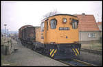 Am 6.3.1990 gab es noch Güterverkehr mit Rollböcken bei der Harzer Schmalspurbahn.