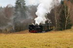 Scheinanfahrt von 99 5901 mit IG HSB-Sonderzug am Nachmittag des 07.02.2016 zwischen Mägdesprung und Sternhaus-Ramberg.