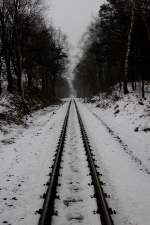 Blick auf die Strecke der Lnitzgrundbahn aus Richtung Dipelsdorf  nach Moritzburg.