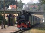Einfahrt eines Personenzuges - 99 1789-9 als Zuglok.  08.09.2013 10:52 Uhr Friedewald Bad.