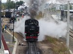 Bei der Ausfahrt aus dem  Bahnhof Radebeul-Ost am 18.09.2016